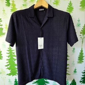 Casual Navy Blue Button Down Shirt for Men